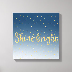 Gold Stars Sky Shine Bright Canvas Print
