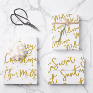 Gold Stars & Sparkles Personalised Wrapping Paper