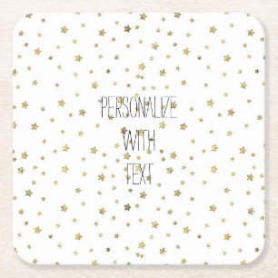 Gold Stars Square Paper Coaster