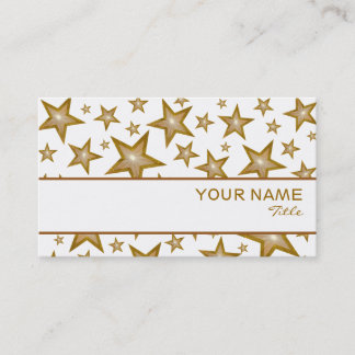 Gold Stars stripe business card template white