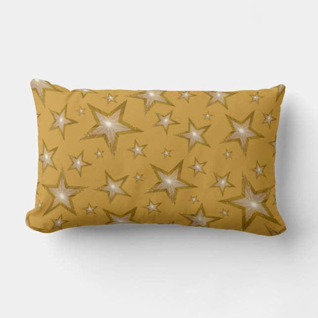 "Gold" Stars 'Text' lumbar white back Cushion (Front)