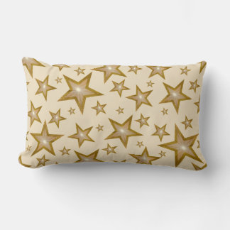 "Gold" Stars throw pillow lumbar cream back