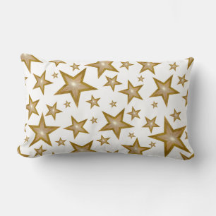 "Gold" Stars White printed lumbar gold back Cushion