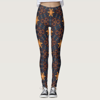 Gold Stars with Blue Background Leggings