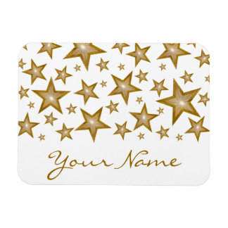 "Gold" Stars 'Your Name' flexible magnet white