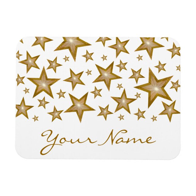 "Gold" Stars 'Your Name' flexible magnet white (Horizontal)