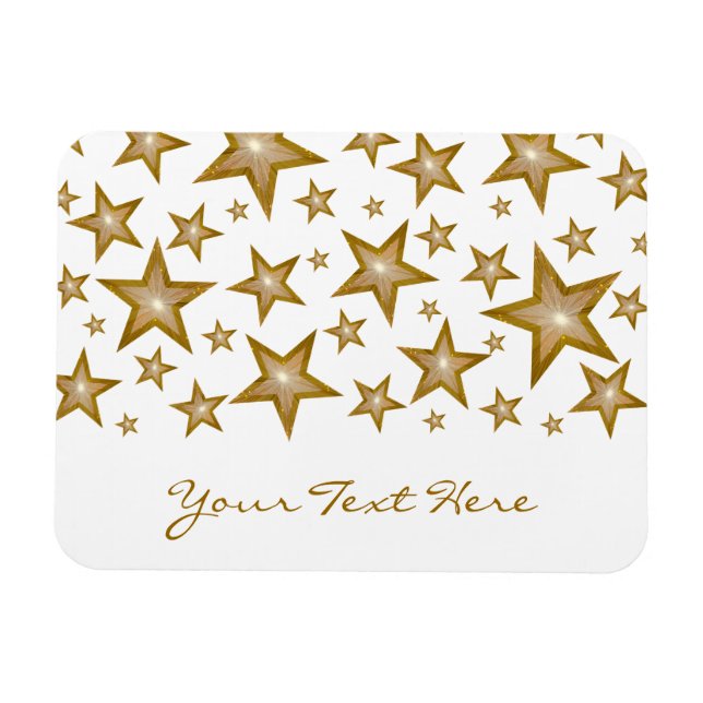"Gold" Stars 'Your Text' flexible magnet white (Horizontal)