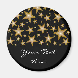 Gold Stars 'Your Text' fridge magnet black