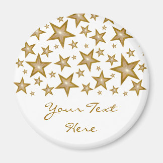 Gold Stars 'Your Text' fridge magnet white