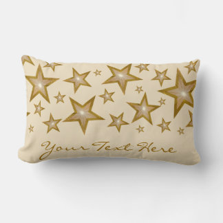 "Gold" Stars ''Your Text' lumbar cream Cushion