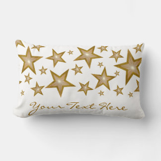 "Gold" Stars ''Your Text' lumbar white Cushion