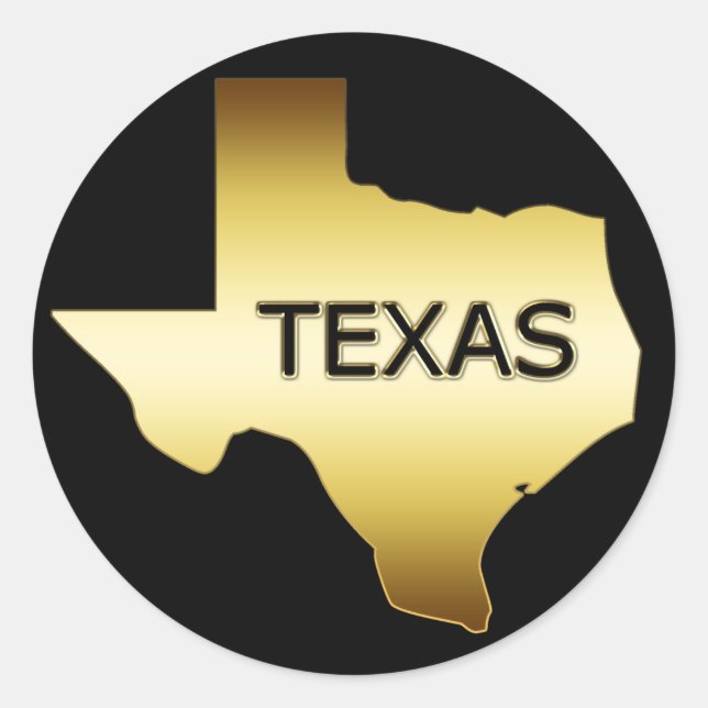 GOLD STATE OF TEXAS CLASSIC ROUND STICKER (Front)