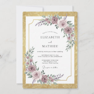 Gold Stately Romantic Wedding Invitation