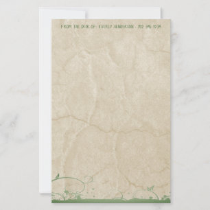 Gold Stationery with Green Swirls