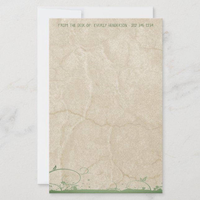 Gold Stationery with Green Swirls (Front)