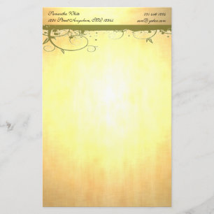 Gold Stationery with Green Swirls