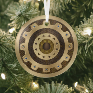 Gold Steampunk Ceramic Ornament