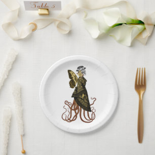 Gold SteamPunk Series Design 5 Paper Plate