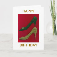 Gold Stiletto Heel Shoes Happy Birthday Card
