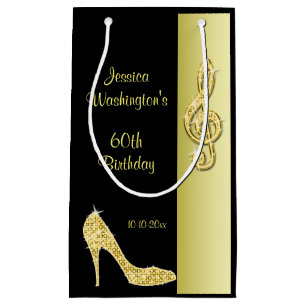 Gold Stiletto & Treble Cleft 60th Birthday Party Small Gift Bag