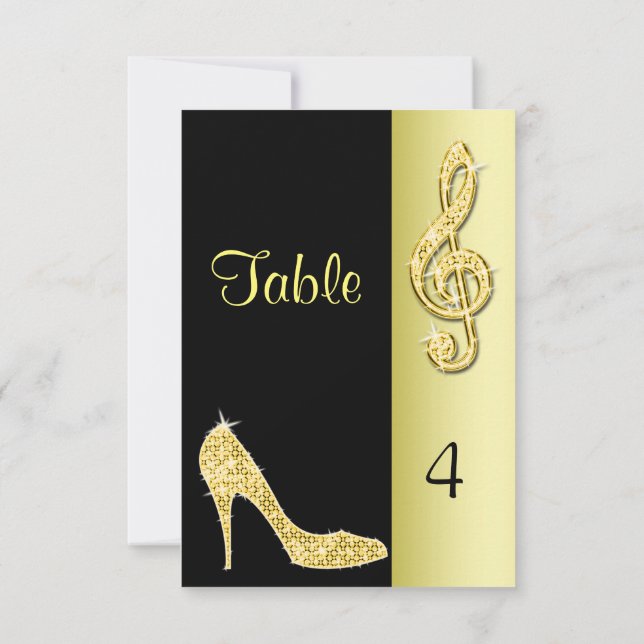 Gold Stiletto & Treble Cleft Invitation (Back)