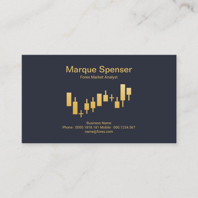 Gold Stock Exchange Upwards Graph Investment Business Card (Front)