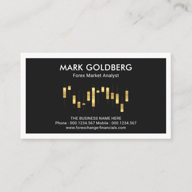 Gold Stock Financial Graph Frame Business Card (Front)
