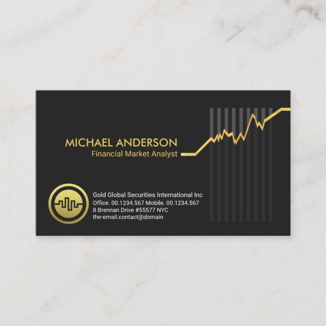 Gold Stock Financial Share Market Graph Investment Business Card (Front)
