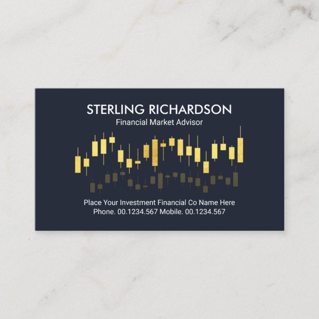 Gold Stock Market Financial Graphs Business Card (Front)