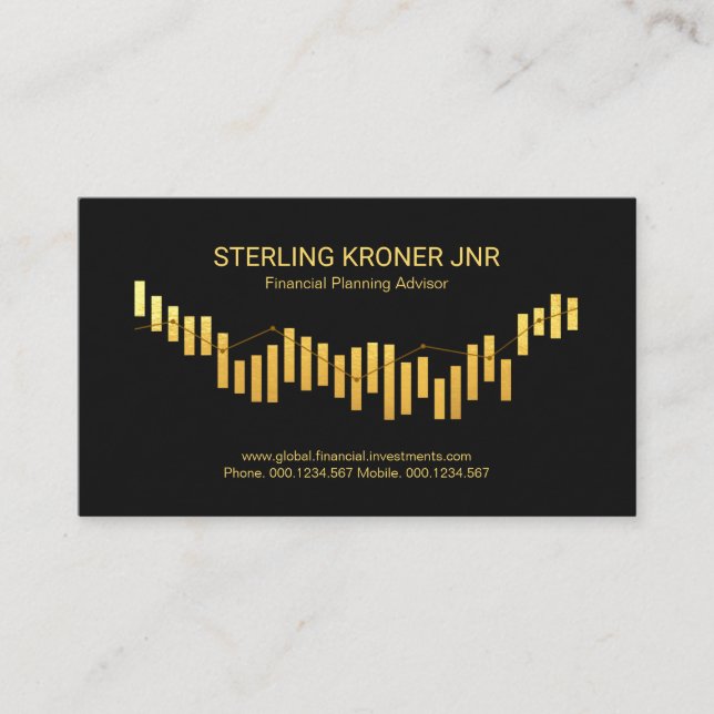 Gold Stock Share Market Index Graph Financial Business Card (Front)