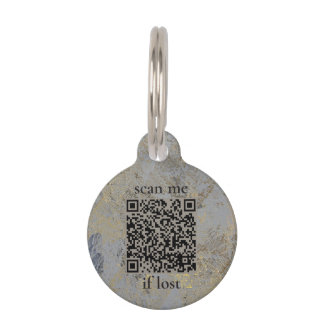 Gold Stone Marble QR Code Pet ID Tag