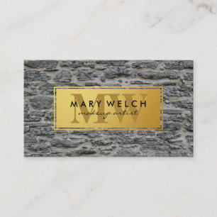 Gold   Stone Rock Wall   Classic Monogram Appointment Card