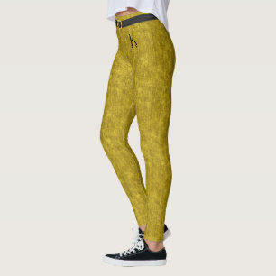 Gold Stonewashed Denim Jeans Monogram customised Leggings