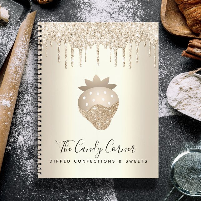 Gold Strawberry Glitter Drips Confection Sweets Notebook (Creator Uploaded)