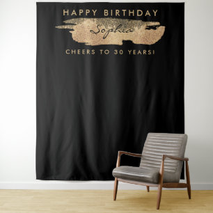 Gold Streak Birthday Backdrop Any Age Tapestry