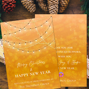 Gold String Lights Christmas New Year Corporate Card