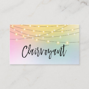 *~* Gold String Lights Clairvoyant Reader Pastel Business Card