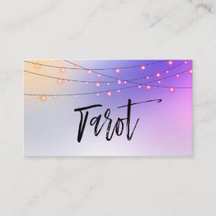 *~* Gold String Lights Ombre Pastel Tarot Reader Business Card