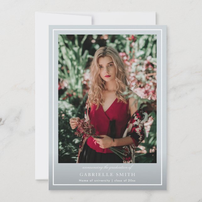 gold strip law school graduation party invitation (Back)