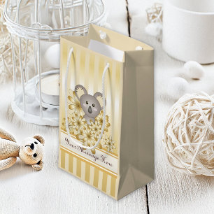 Gold Stripe Cute Baby Koala Kids Small Gift Bag