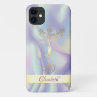 Gold Stripe Holographic Tree Women Silhouette