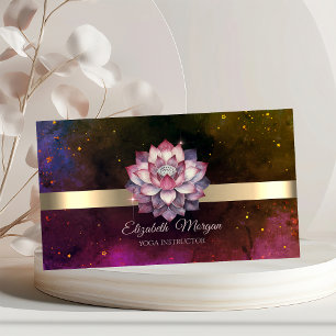 Gold Stripe Lotus Flower Burgundy Business Card