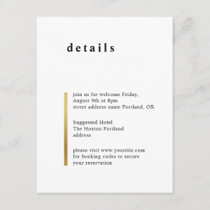 Gold stripe. Modern elegant simple wedding details Enclosure Card