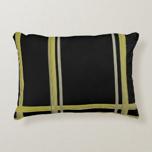 Gold Stripe on Black Accent Pillow