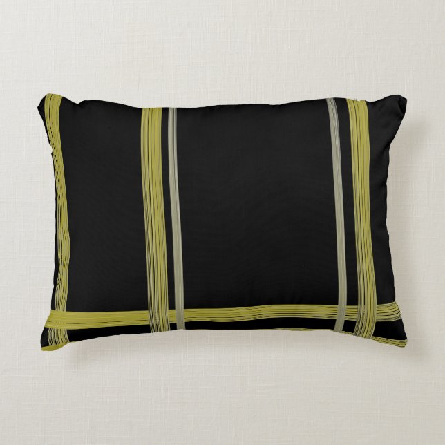 Gold Stripe on Black Accent Pillow (Front)