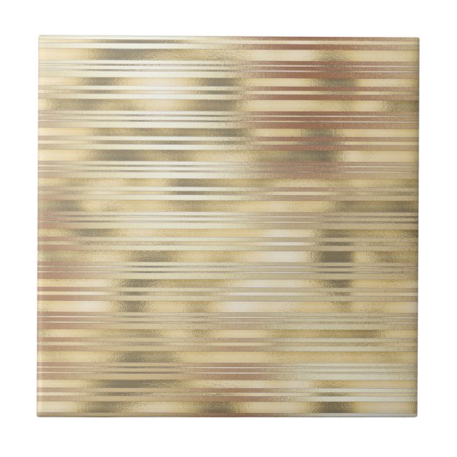 Gold stripe pattern shimmer foil sheen elegant tile (Front)