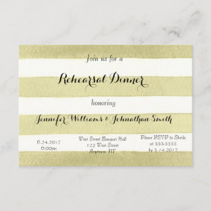 Gold Stripe Rehearsal Dinner Invitations
