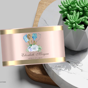 Gold Stripe Rose Gold Bakery Hand Tools Business Card