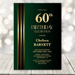 Gold Striped Black Green 60th Birthday Party Invitation<br><div class="desc">Invite your friends and loved ones to your birthday celebration with this modern gold striped black and green 60th birthday party invitation. The customizable text area in this invitation template allows you to include all the necessary details for your special birthday celebration, including the date, time, venue, and RSVP information....</div>