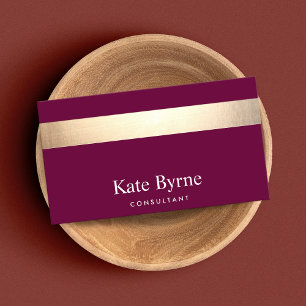 Gold Striped Modern Stylish Burgundy Maroon Business Card